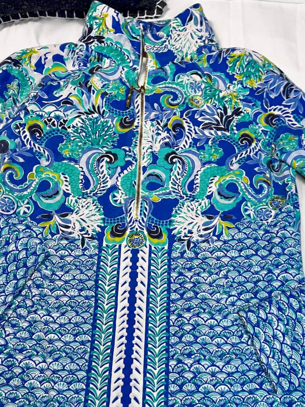Lilly Pulitzer Skipper Popover Half-Zip Pullover Coat Blue Grotto Sirens Size S - Picture 3 of 3